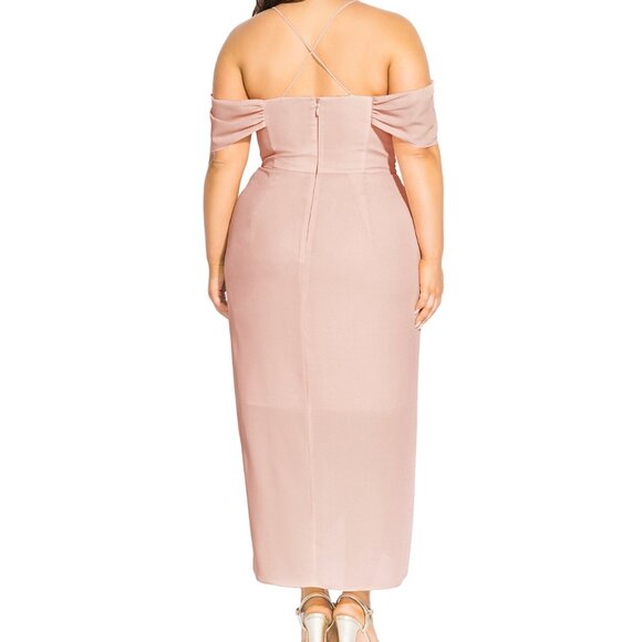 NWT City Chic Women Plus Size 24 Ballet Pink Entwine Off Shoulder Maxi Dress NEW - Picture 7 of 7